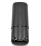 Black Carbon Fiber 2-Cigar Case – Lightweight Travel Humidor, Fits 57 Ring Gauge
