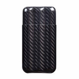 Black Carbon Fiber 3-Cigar Case - Lightweight Travel Humidor for 57 Ring Gauge Cigars