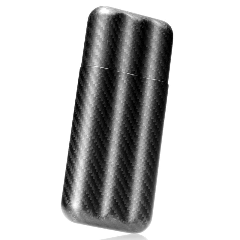 Carbon Fiber Cigar Travel Case - Metal Tube, Holds 1 Cigar, Humidor Style